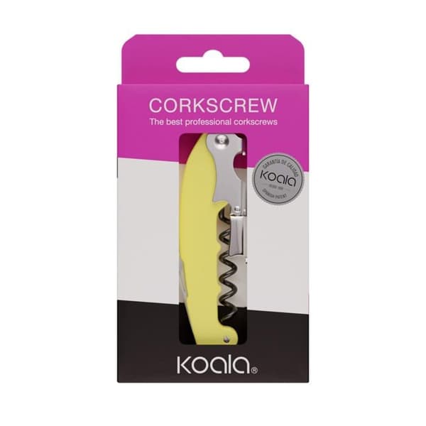 Tire-bouchon - flasköppnare - Koala limonad/korkskruv - 6432LL00 - Spanien Retro tvåstegs korkskruv i pastellgult