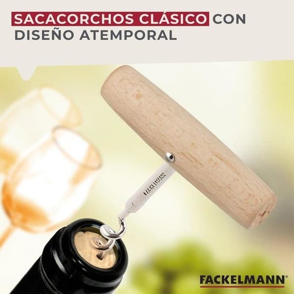 Tire-bouchon - flasköppnare - limonadier Fackelmann - 31084 - Fair Tire-bouchon Trä/Metal Beige/Silver 11 cm