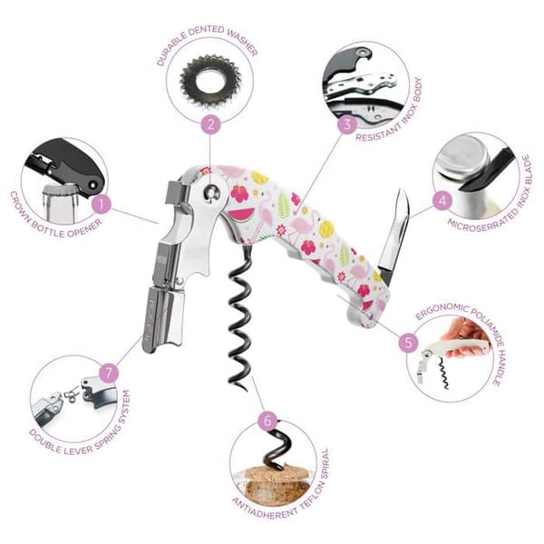 Tire-bouchon - flasköppnare - koalaman - 20000204 - Set med 10 retro tvåtimmars korkskruvar med flamingos