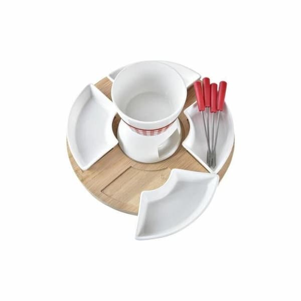 Fondue - DKD Home Decor - Röd - 10 stycken - Bambu - Aluminium - Stengods
