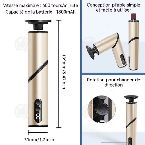 INN Elektrisk fotfil 600 varv/min 1800mah 9 hastigheter hopfällbar automatisk fotvårdsapparat för att exfoliera och slipa fötterna