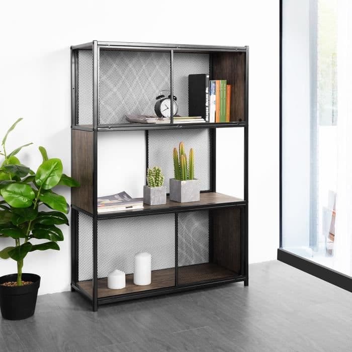 EMELY 3 hylde - Træeffekt - Industriel stil - B 75 cm