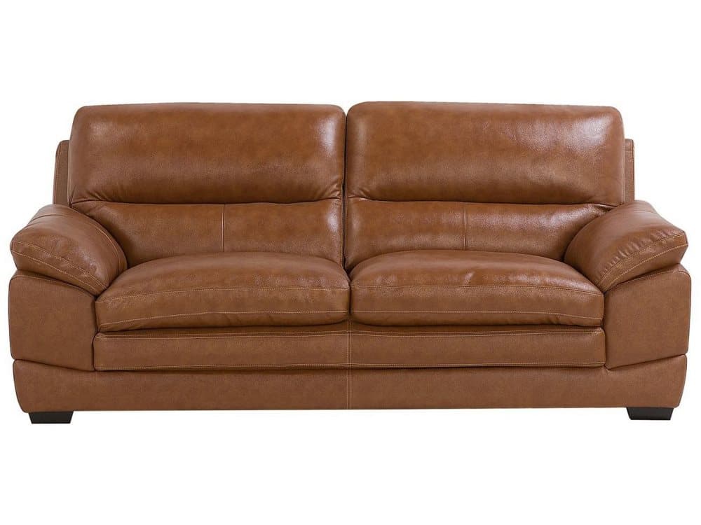 Soffa 3-sits läder guldbrun HORTEN