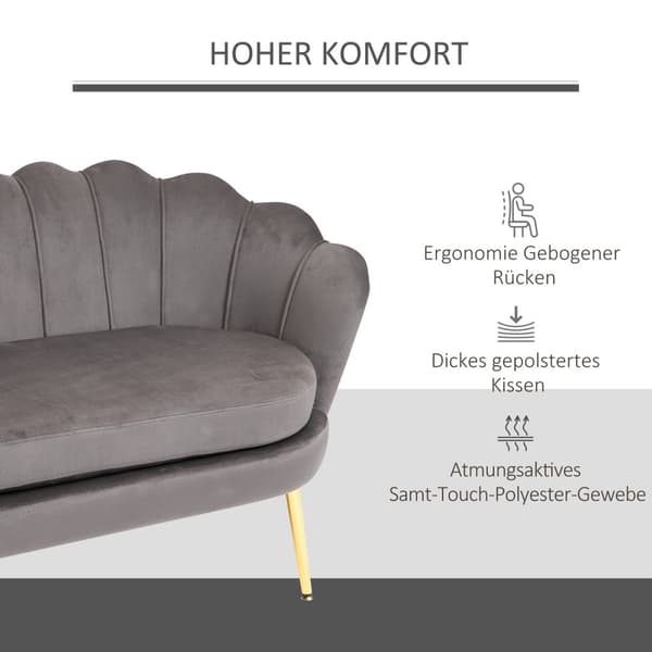 Elegant 2-seters stoffsofa i fløyelspolyester