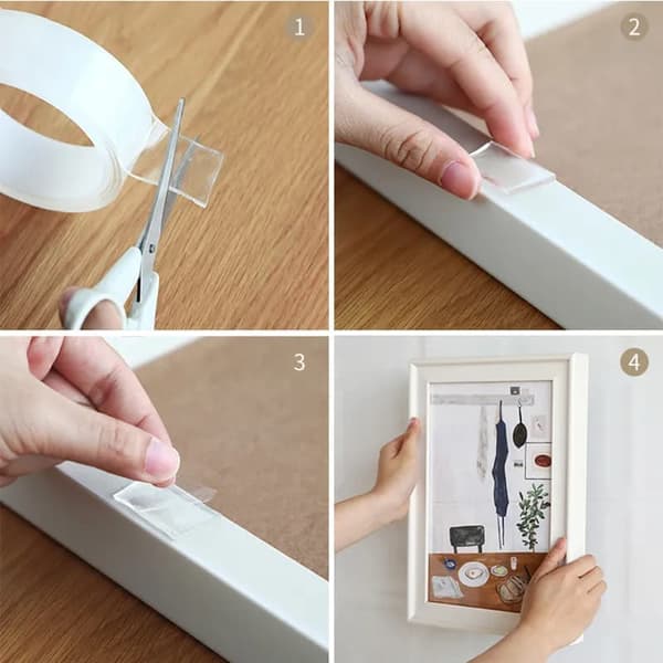 Dubbelhäftande NanoTejp – Transparent, Tvättbar & Extra Stark – 2M
