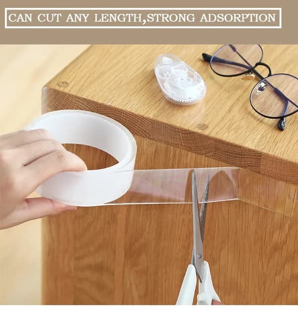Dubbelhäftande NanoTejp – Transparent, Tvättbar & Extra Stark – 5M