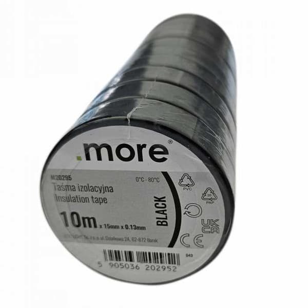 Isoleringstejp 15mm x 0,13mm SVART 10m 1st