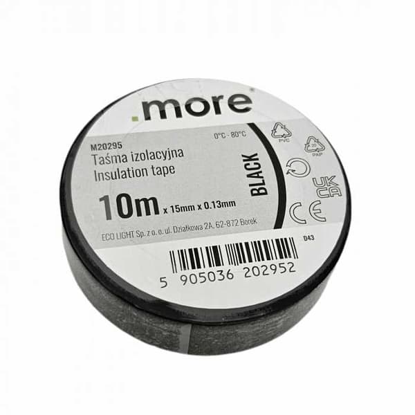 Isoleringstejp 15mm x 0,13mm SVART 10m 1st