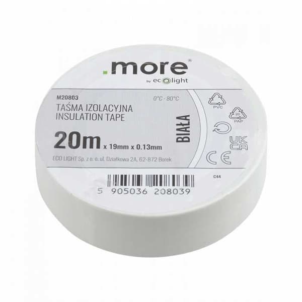 Elektrisk tape 19mm x 0,13mm x 20m HVID