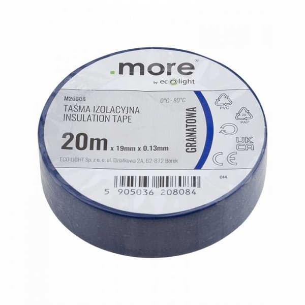 Elektrisk tape 19mm x 0,13mm x 20m MARINEBLÅ