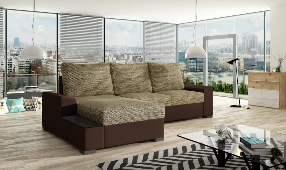 DIVANBÄDDSOFFA NEGRI 245 BRUN/BEIGE VÄNSTER