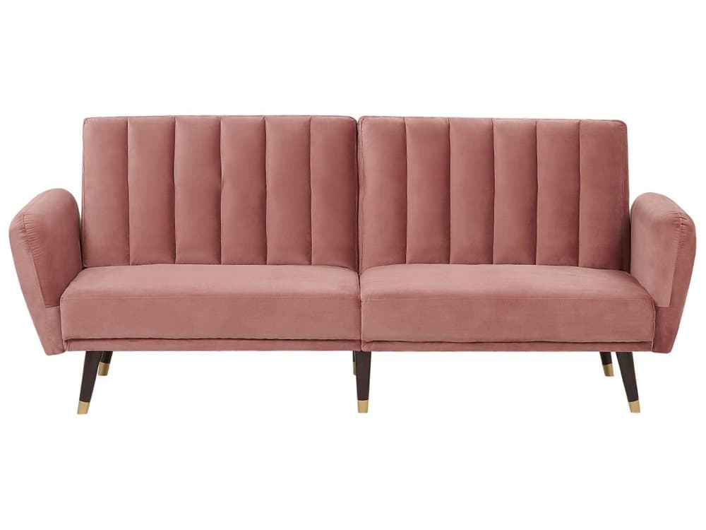 Bäddsoffa 3-sits sammet rosa VIMMERBY