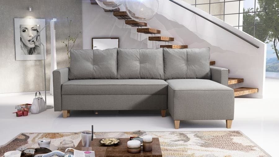 DIVANBÄDDSOFFA WILLI 228 HÖGER GRÅ