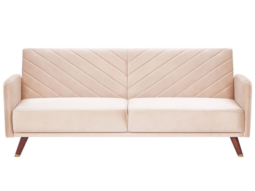 Bäddsoffa 3-sits sammet beige SENJA