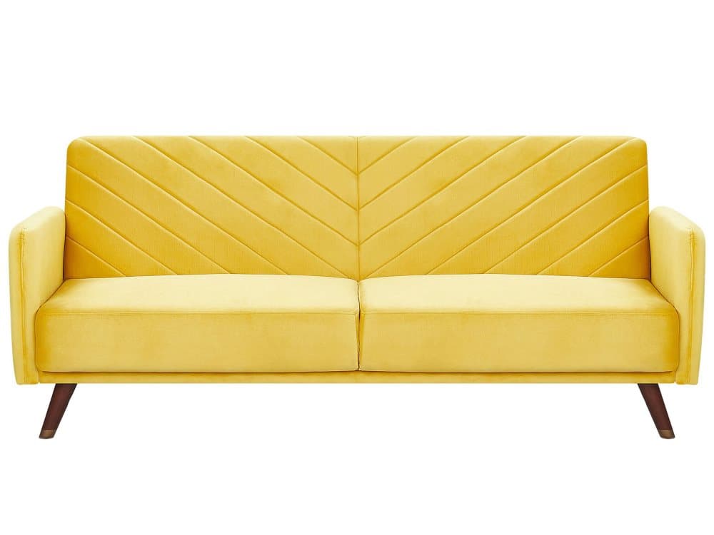 Bäddsoffa 3-sits sammet gul SENJA