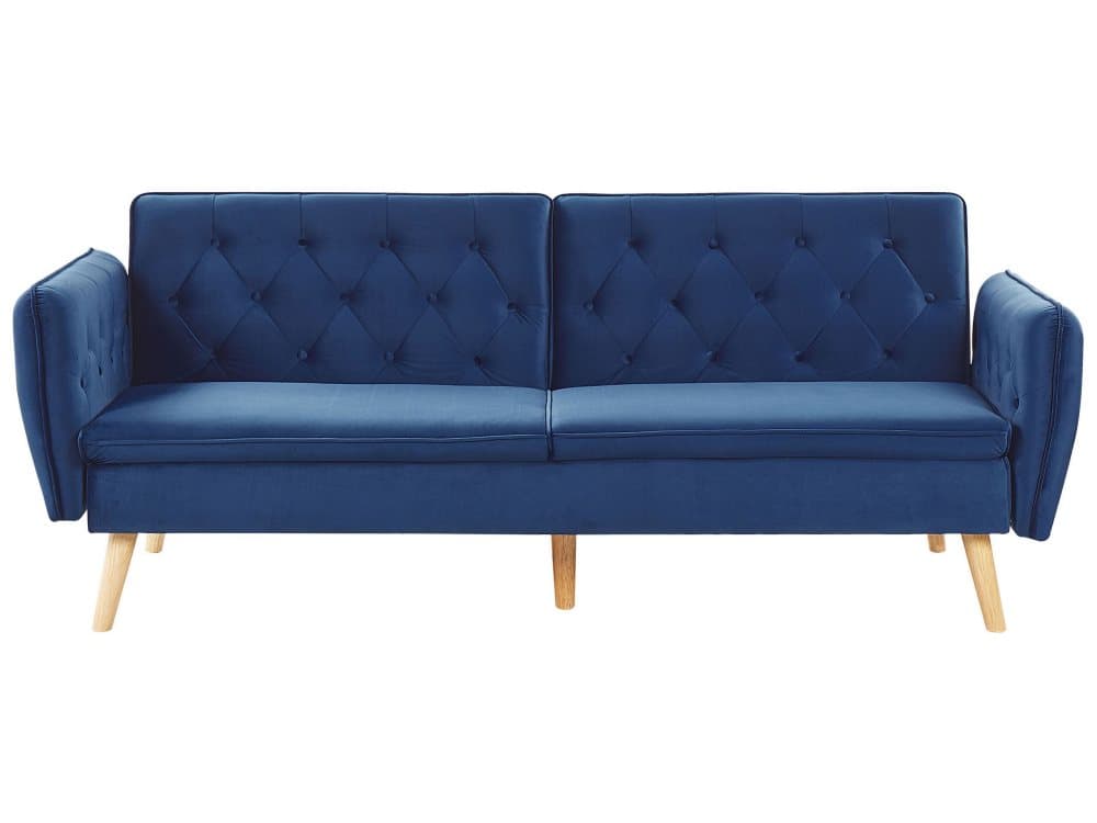 Bäddsoffa 2-sits sammet koboltblå BARDU