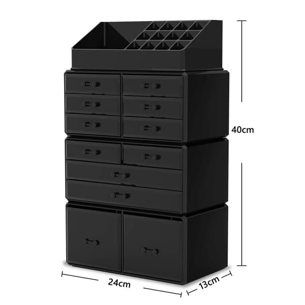 UNIQ XXL Organizer med 12 skuffer og 16 rum - Sort