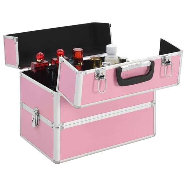 makeupkuffert 37 x 24 x 35 cm pink aluminium