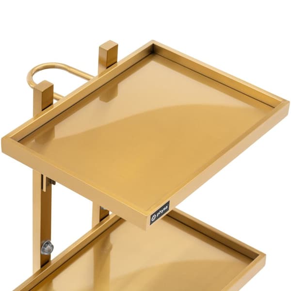 Metallfrisörskönhetshjälpvagn med 2 hyllplan 40 x 86 x 50 cm - guld