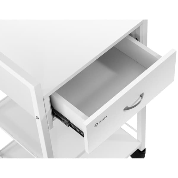 Frisörskönhetshjälpvagn 1 låda 3 hyllplan 47,5 x 40 x 85,5 cm vit