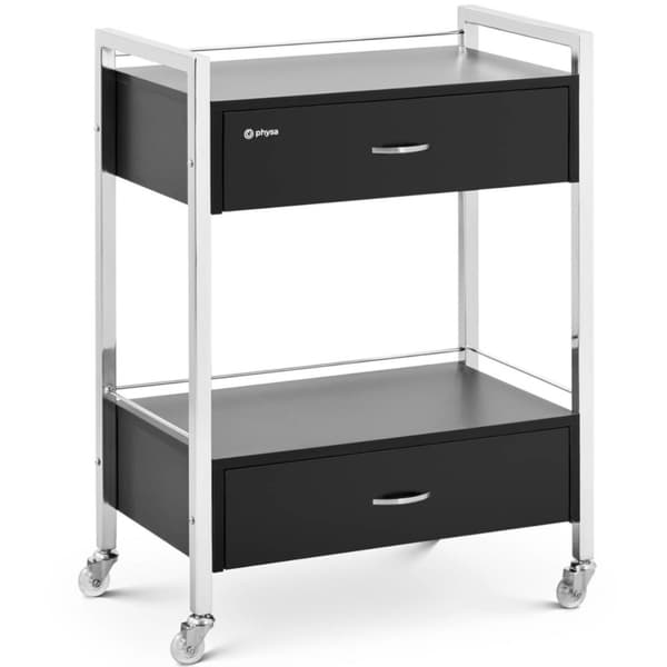 Frisörskönhetshjälpvagn 2 lådor 2 hyllplan 62 x 38 x 86,5 cm svart