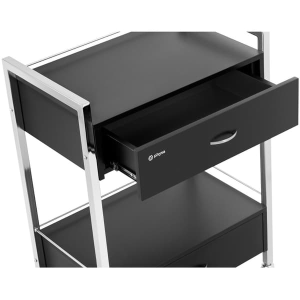 Frisörskönhetshjälpvagn 2 lådor 2 hyllplan 62 x 38 x 86,5 cm svart