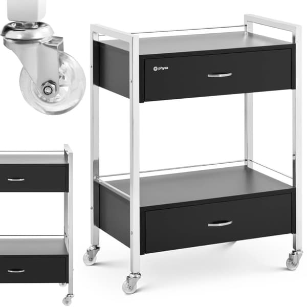 Frisør skønhedshjælpervogn 2 skuffer 2 hylder 62 x 38 x 86,5 cm sort