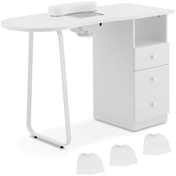 Kosmetisk manicure skrivebord med støvabsorber 120 x 45 cm - hvid