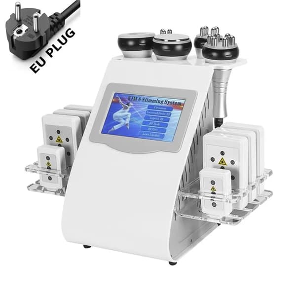 6-i-1 Slankemaskine, 8 Laserpuder, RF- og Kavitationsteknologi - EU-stik,EU STIK (220-240V)