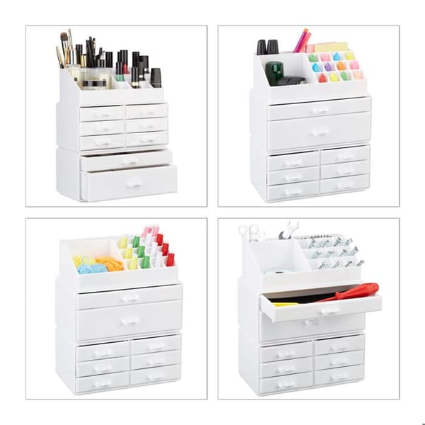 Relaxdays Makeup Storage Box Make up Kosmetiska Organizer Lådor Fack, Transparent