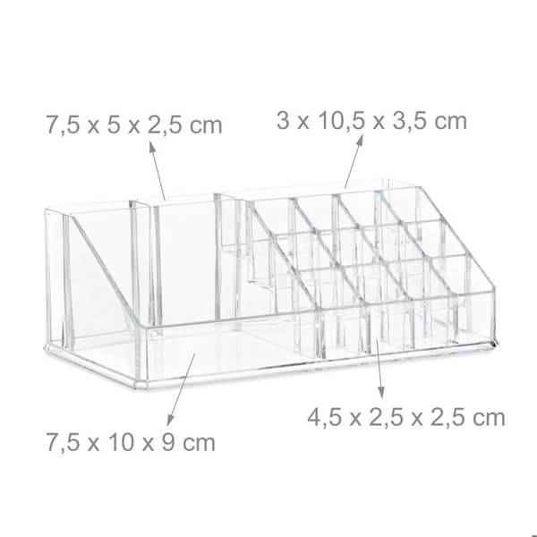 Relaxdays Makeup Storage Box Make up Kosmetiska Organizer Lådor Fack, Transparent