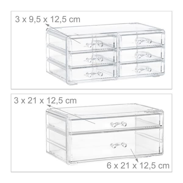 Relaxdays Makeup Storage Box Make up Kosmetiska Organizer Lådor Fack, Transparent