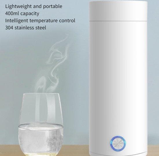 400 ml - Bärbar vattenkokare - Elektrisk varmvattenkopp - Uppvärmning och värmebeständig kopp - kokande vattenkopp - vit