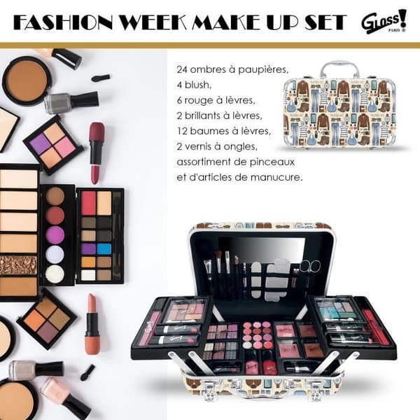 Makeupväska - INGEN NAMN - XXXL - 4 ögonskuggspaletter - 4 rouge - 6 läppstift