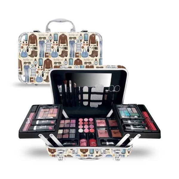 Makeupväska - INGEN NAMN - XXXL - 4 ögonskuggspaletter - 4 rouge - 6 läppstift