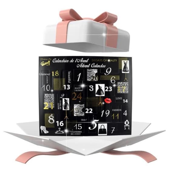 Adventskalender - Gloss - 24 delar - Svart och vit - För kvinnor - Från 16 år
