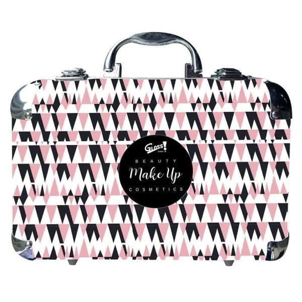 Malmott för smink XXXL - GLOSS - Design i Rosa och Svart - Ögonskuggor - Läppglans - Rouge
