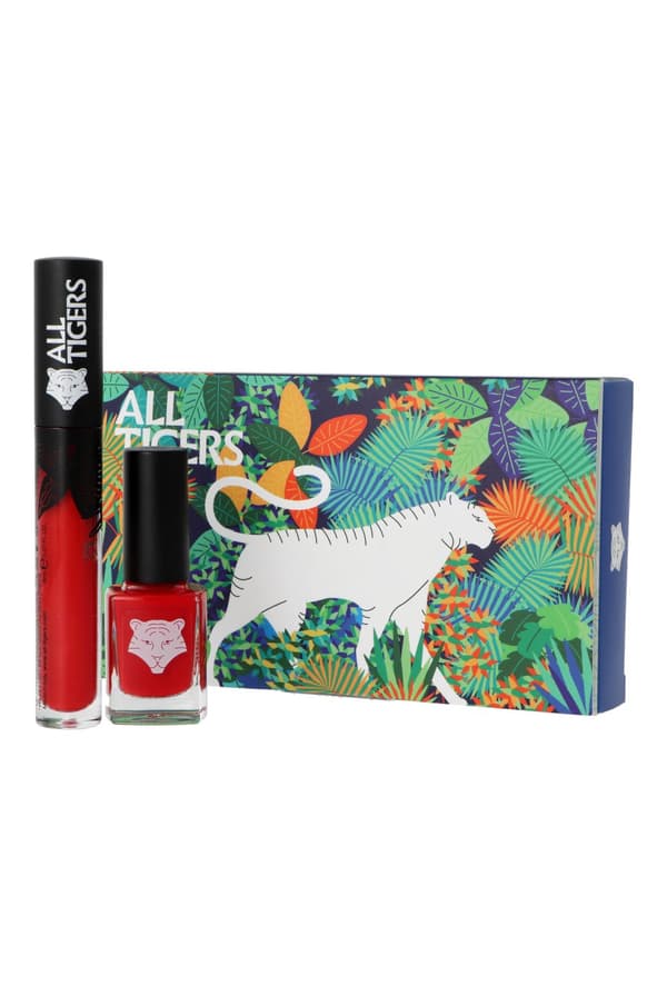 Set All Tigers Natural & Vegan Wild Stars Lips & Nail Lipstick 888 Call Me Queen 8ml + Neglelak 298 Hit It Big 11ml