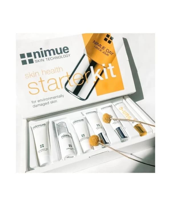 Nimue® Environmentally Damaged Skin startpakke: Cleansing Gel 30ml + Conditioner 30ml + Exfoliating Enzyme, Nimue® Day, Nimue® Night, Sun-C SPF 40