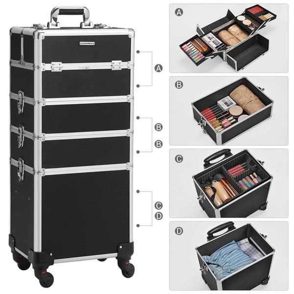 Make -up Trolley XXL - Kosmetiskt fodral på hjul - svart