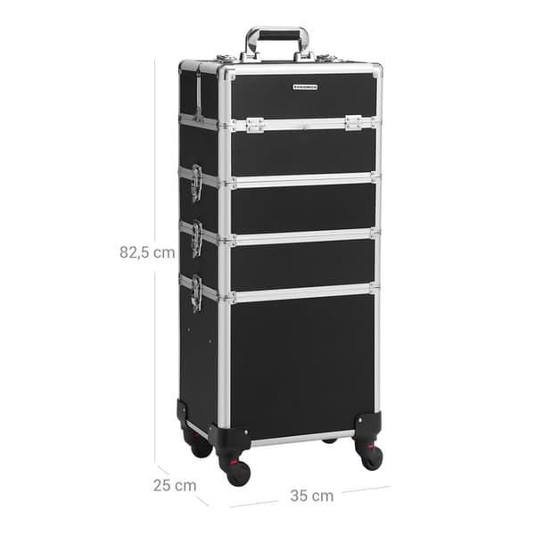 Make -up Trolley XXL - Kosmetiskt fodral på hjul - svart