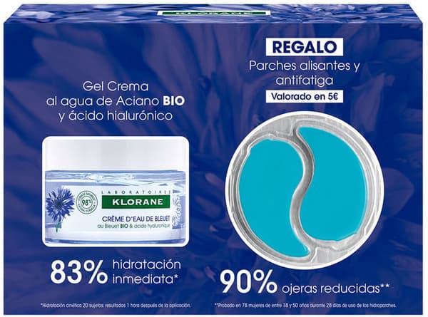 Organic Cornflower & Hyaluronic Acid Face & Eyes Gel-Cream Case Klorane 2 pcs
