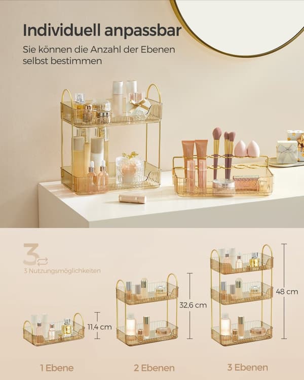 Make-up Organizer-Rectangular-Gift Idea-Champagne Gold