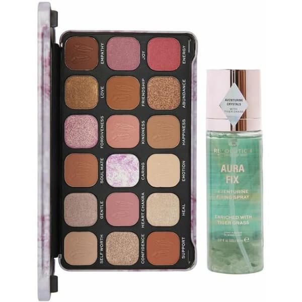 Makeupset - Revolution Make Up - Crystal Aura - Ögonskuggepalett - Fixativ 85 ml - Unisex