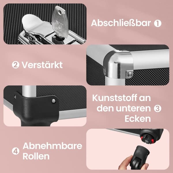 Kosmeettinen tapaus, vaunu, 4-in-1-meikkitapaus