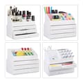 Miniatyrbild 3 av 6: Relaxdays Makeup organizer, Make up förvaringslåda med lådor, Stapelbart ställ, Vit