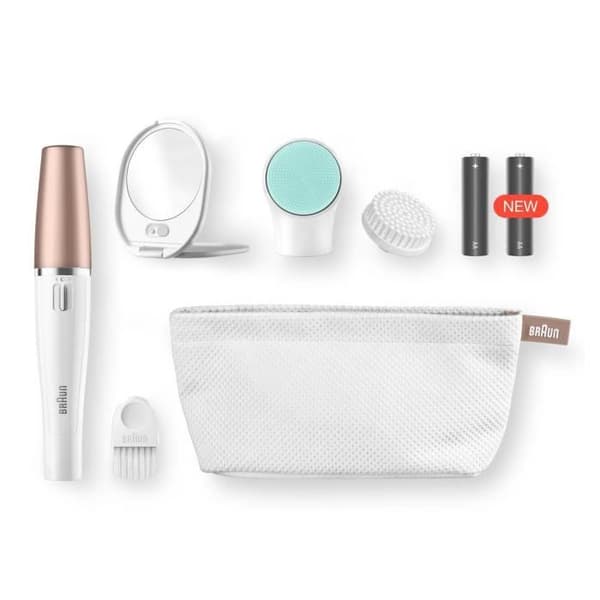 Braun FaceSpa 851V 3-i-1 elektrisk epilator för kvinnor Ansikte och hårborttagning vit/brons, rengöringsborste, hårborttagning, rengöring