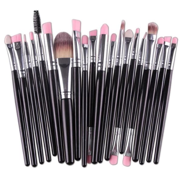 20 st Professionella sminkborstar - Svart/Rose