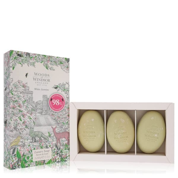 White Jasmine Woods of Windsor Three 2.1 oz Luxury Soaps 2.1 oz / 62 ml [F]