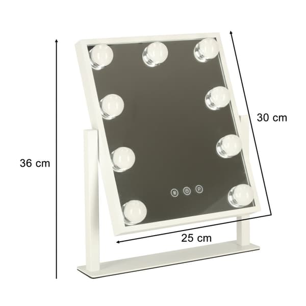Hollywood LED-belyst sminkspegel med 9 USB-lampor 25 x 30 cm